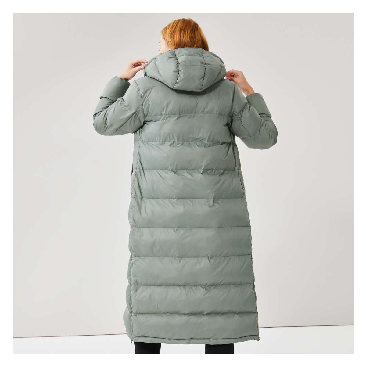 Long Puffer Jacket with PrimaLoft® in Light Khaki Green from Joe Fresh